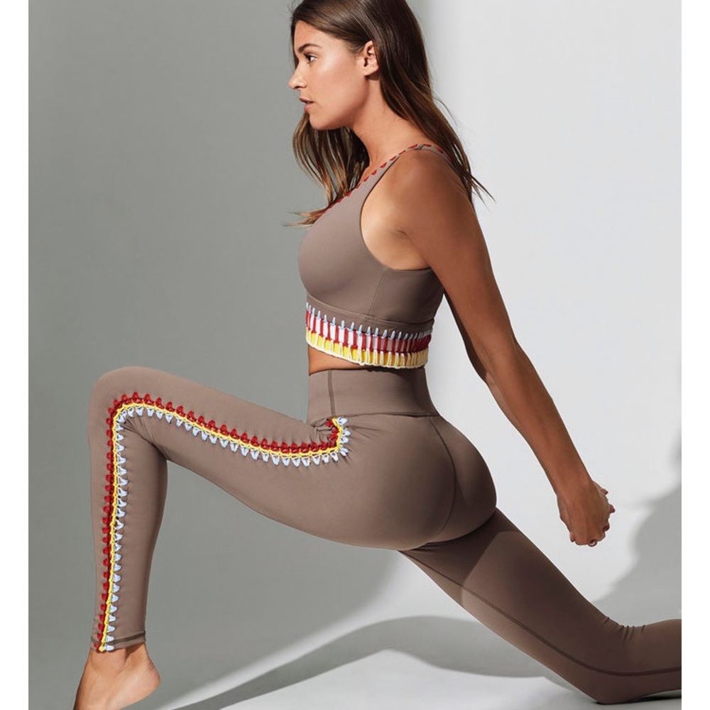 New Carbon38 nude crochet seam workout leggings